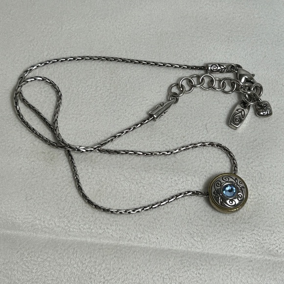 Brighton Celestial Blue Necklace Crystal Silver Plated Two-tone Pendant 18" - Picture 13 of 13